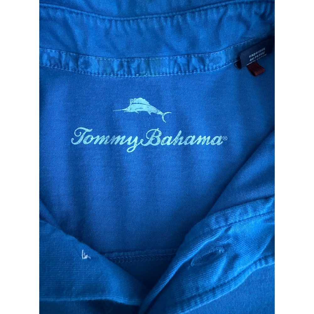 Tommy Bahama Men's Blue Short Sleeve Polo - Marlin Logo Pocket Contrast Stitch - Picture 6 of 7